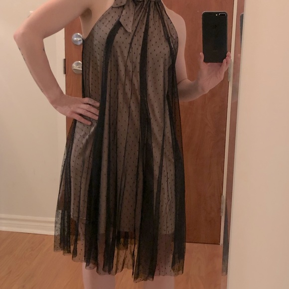 High tie-neck mini-dress - Picture 8 of 12